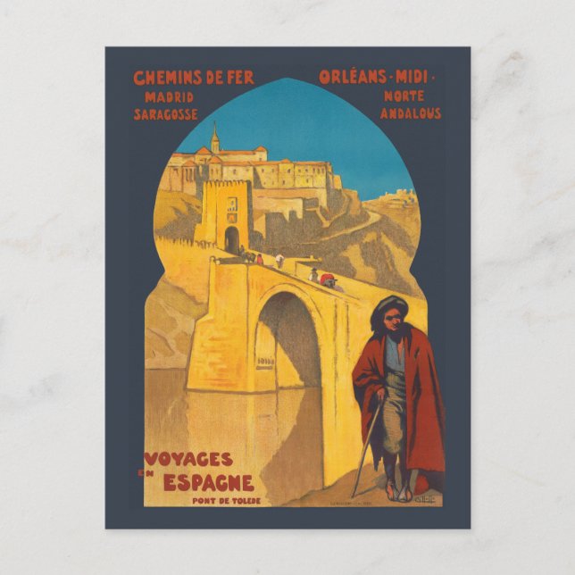 Carte Postale Voyages en Espagne Pont de Tolede Poster vintage (Devant)