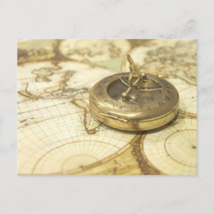 Carte Postale Voyageur vintage Compass