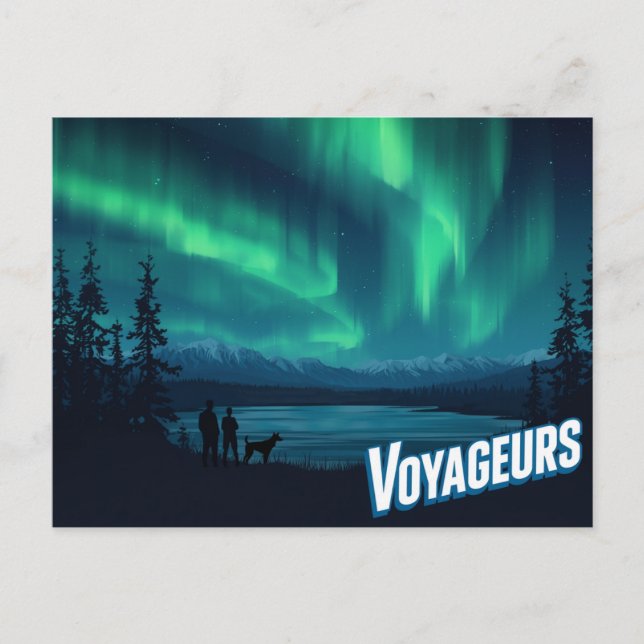 Carte Postale Voyageurs Aurora Borealis Art (Devant)
