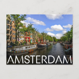 Carte Postale Voyagez à Amsterdam, cadeaux vintage sur les canau