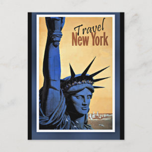 Carte Postale Voyagez à New York, affiche de voyage vintage,