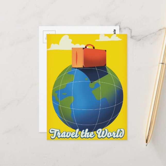 Carte Postale Voyagez à travers le Monde (Devant/Arrière en situation)