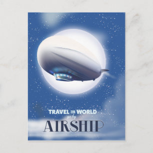 Carte Postale Voyagez autour du monde en dirigeable