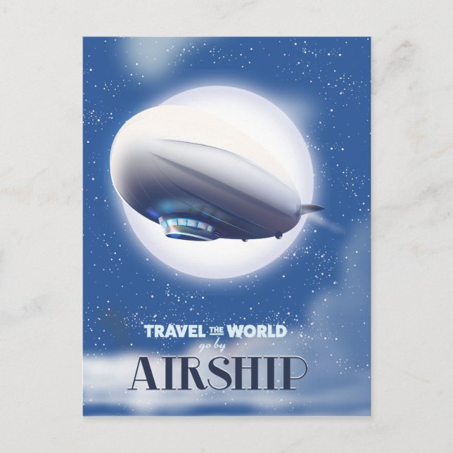 Carte Postale Voyagez autour du monde en dirigeable (Devant)