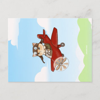 Carte Postale Voyagez dans le monde Charlie le chat en avion