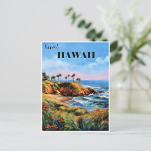 Carte Postale Voyagez Hawaï, palmiers tropicaux,