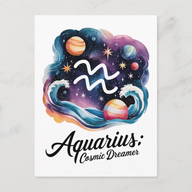 Carte Postale Voyant d'aquarelle Aquarius Cosmique Dreamer SIGNE (Devant)