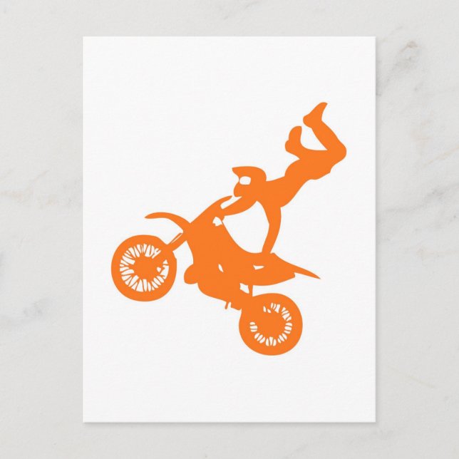 Carte Postale VTT simple motocross blanc orange (Devant)