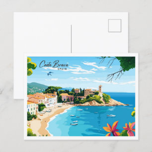 Carte Postale Vue aérienne Costa Brava Espagne Voyage