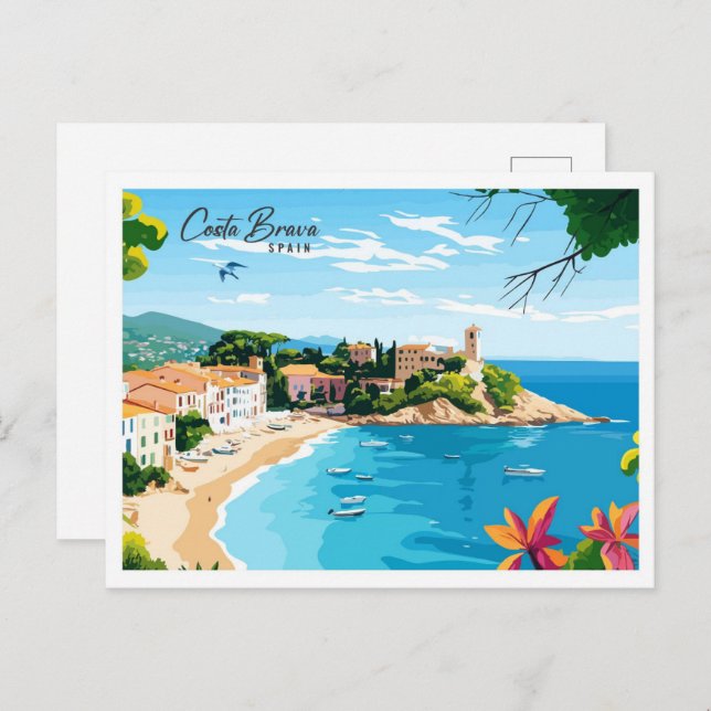 Carte Postale Vue aérienne Costa Brava Espagne Voyage (Devant / Derrière)