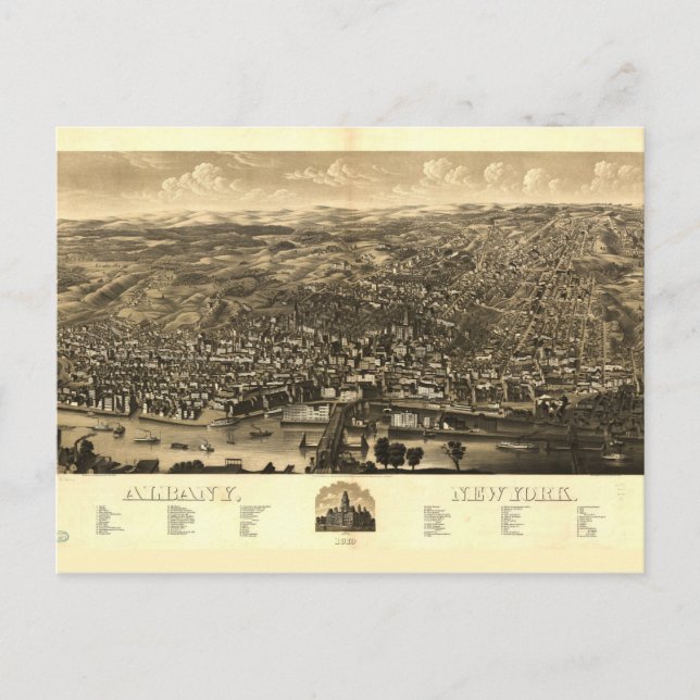 Carte Postale Vue aérienne d'Albany, New York (1879) (Devant)