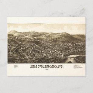 Carte Postale Vue aérienne de Brattleboro, Vermont (1886)