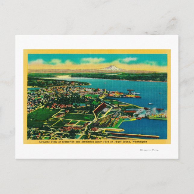 Carte Postale Vue aérienne de Bremerton et d'arsenal de la (Devant)