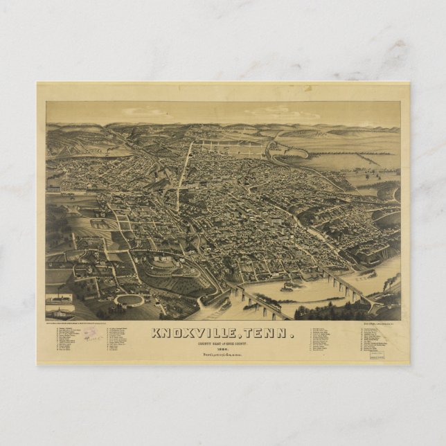 Carte Postale Vue aérienne de Knoxville Tennessee à partir de 18 (Devant)