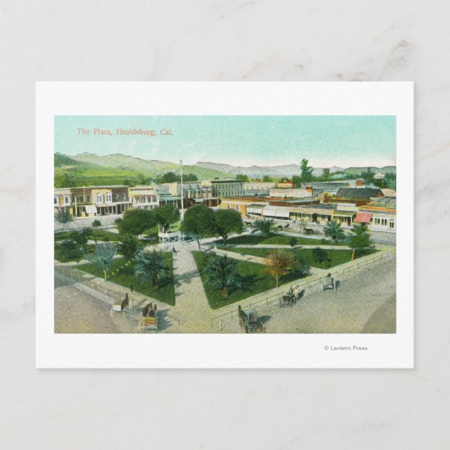 Carte Postale Vue aérienne de la City PlazaHealdsburg, CA (Devant)