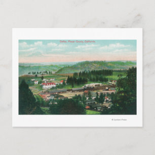 Carte Postale Vue aérienne de la ville de Colfax, CA