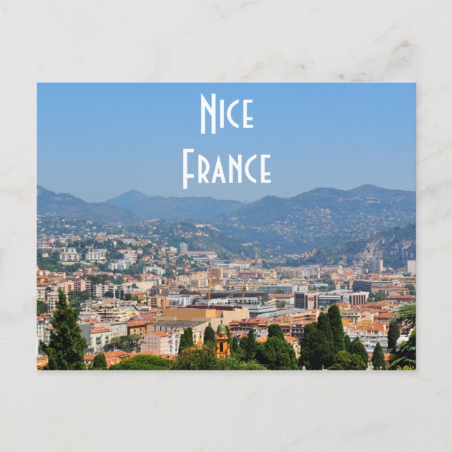 Carte Postale Vue aérienne de la ville de Nice en France (Devant)