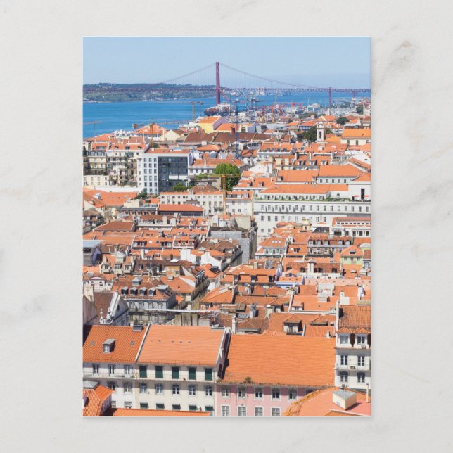 Carte Postale Vue aérienne de Lisbonne, Portugal (Devant)