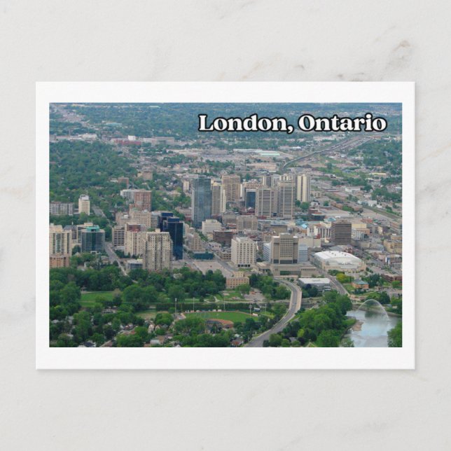 Carte Postale Vue aérienne de London Ontario centre-ville (Devant)