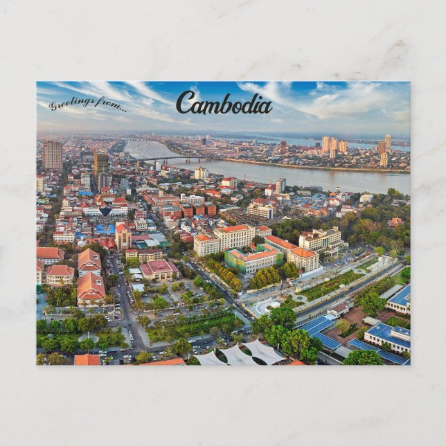 Carte Postale Vue aérienne de Phnom Penh Cambodge (Devant)