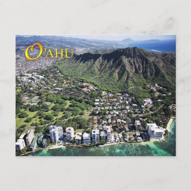 Carte Postale Vue aérienne de Waikiki Beach et Diamond Head (Devant)