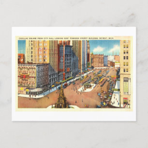 Carte Postale Vue aérienne du Carré Cadillac à Detroit, Michigan