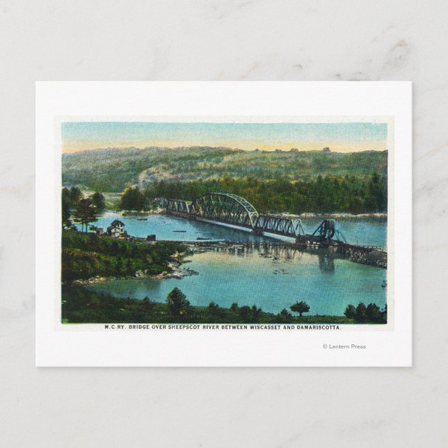 Carte Postale Vue aérienne du chemin de fer Maine Central (Devant)