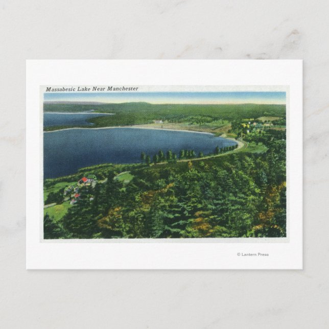 Carte Postale Vue aérienne du lac Massabesic près de City (Devant)