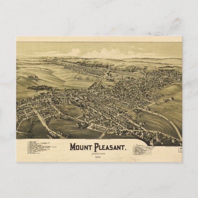 Carte Postale Vue aérienne du Mont Pleasant, Pennsylvanie (1900) (Devant)