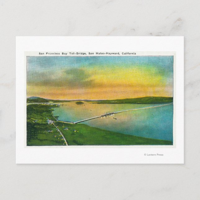 Carte Postale Vue aérienne du pont Bay jusqu'à Hayward, CA (Devant)