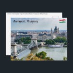 Carte Postale Vue aérienne du pont en chaîne à Budapest, Hongrie<br><div class="desc">Budapest,  Hongrie - Vue aérienne du pont en chaîne Szechenyi avec l'Académie des sciences et la basilique Saint-Étienne en arrière-plan - Budapest,  Hongrie</div>