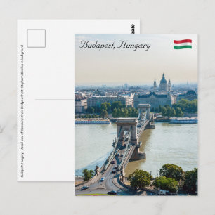 Carte Postale Vue aérienne du pont en chaîne - Budapest, Hongrie