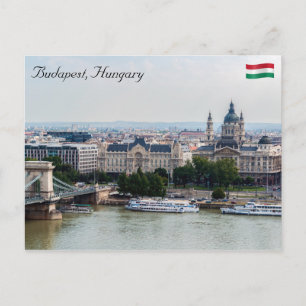 Carte Postale Vue aérienne du pont en chaîne - Budapest, Hongrie