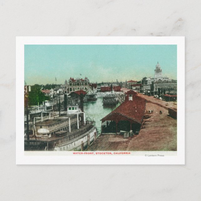 Carte Postale Vue aérienne du WaterfrontStockton, CA (Devant)