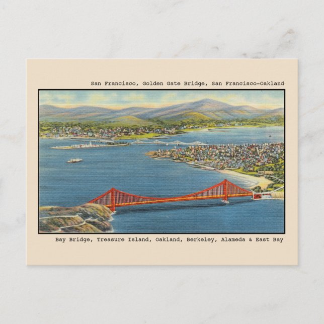 Carte Postale Vue aérienne, Golden Gate Bridge, San Francisco Ba (Devant)