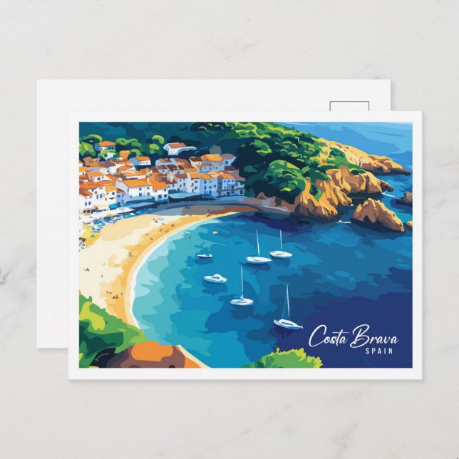 Carte Postale Vue aérienne Rose Costa Brava Espagne Voyage (Devant / Derrière)
