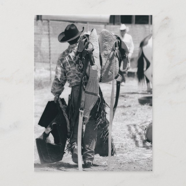 Carte Postale Vue arrière de cowboy transportant la vitesse (Devant)