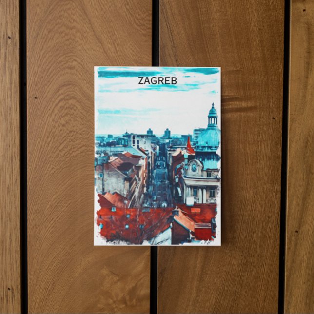 Carte Postale Vue Cityscape de Zagreb Croatie (zagreb croatia city view postcard)
