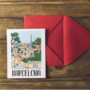 Carte Postale Vue colorée de Barcelone Espagne