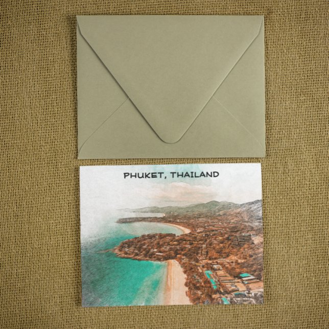 Carte Postale Vue côtière colorée de Phuket Thaïlande (colorful phuket thailand postcard)