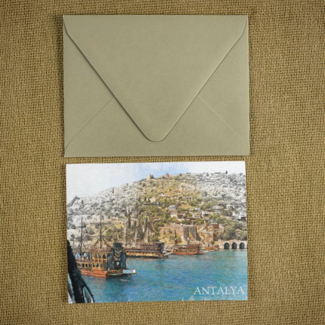Carte Postale Vue côtière d'Antalya Turquie (antalya turkey coastal view postcard)