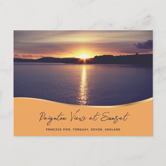 Carte Postale Vue coucher de soleil Paignton Princess Pier Torqu (Devant)
