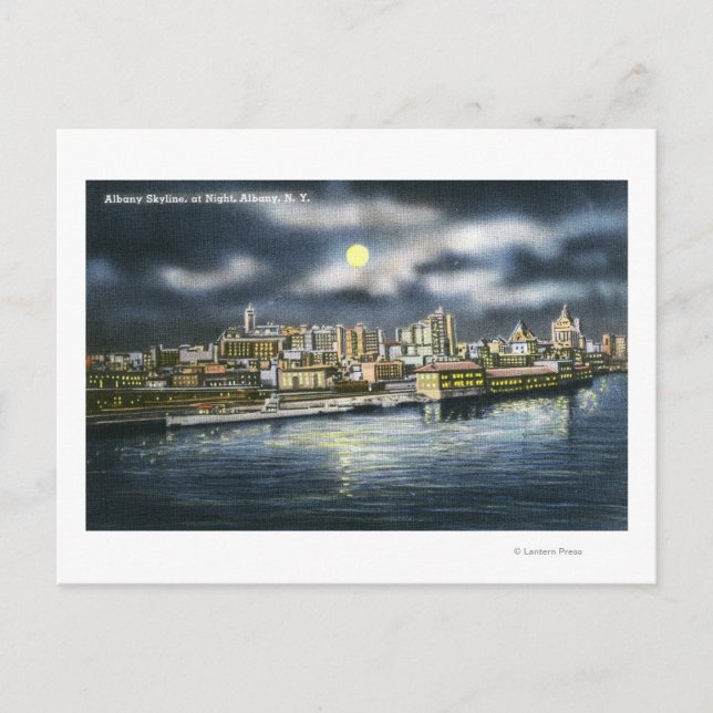 Carte Postale Vue d'Albany Skyline la nuit (Devant)