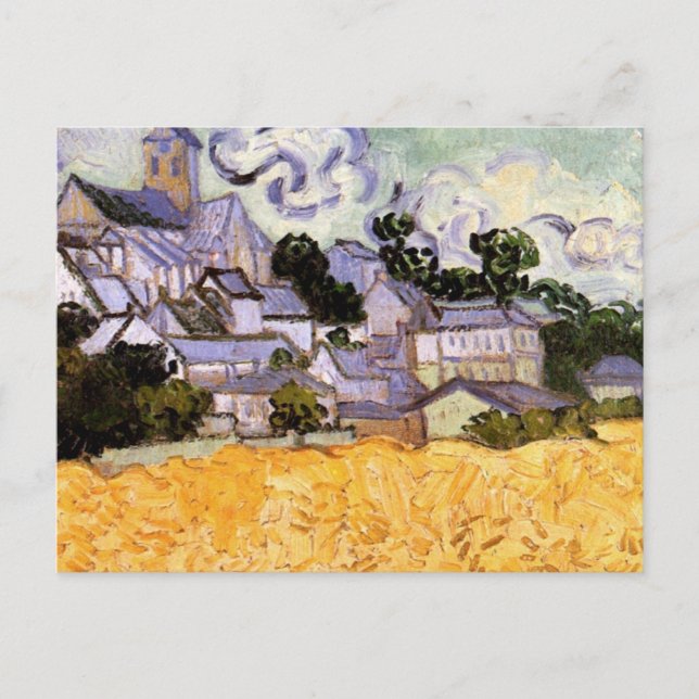 Carte Postale Vue d'Auvers avec l'église par Vincent van Gogh (Devant)