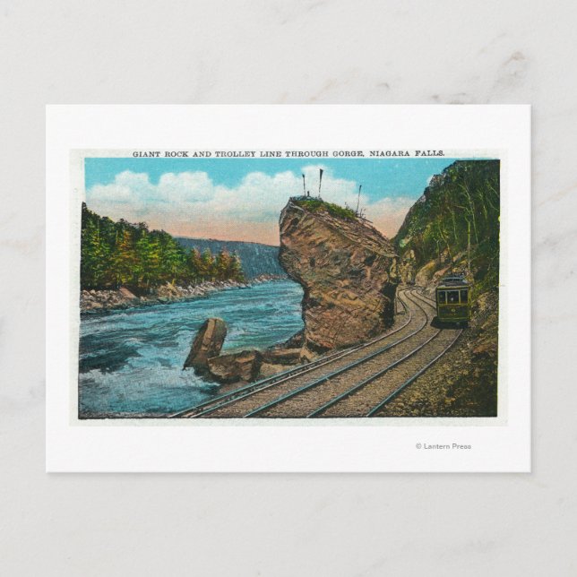 Carte Postale Vue de Giant Rock and Trolley Line à travers (Devant)