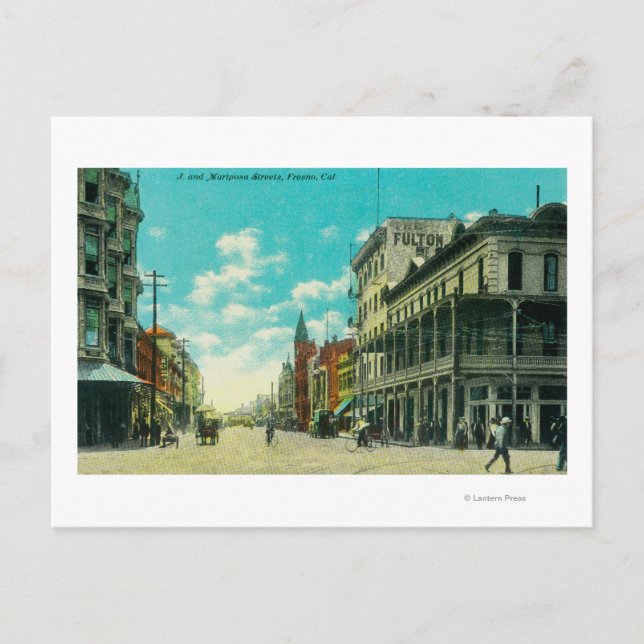 Carte Postale Vue de J et Mariposa Street CornerFresno, CA (Devant)