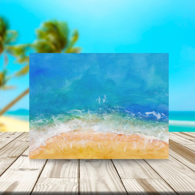 Carte Postale Vue de la plage à l'aquarelle (Créateur téléchargé)