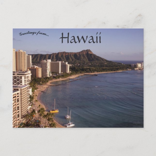Carte Postale Vue De La Plage De Waikiki Honolulu Hawaii (Devant)