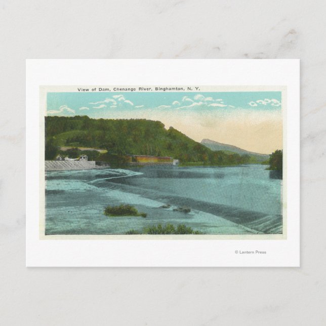 Carte Postale Vue de la rivière Chenango et du barrage (Devant)