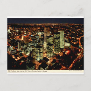 Carte Postale Vue de la Tour CN de Toronto, ciel nocturne vintag